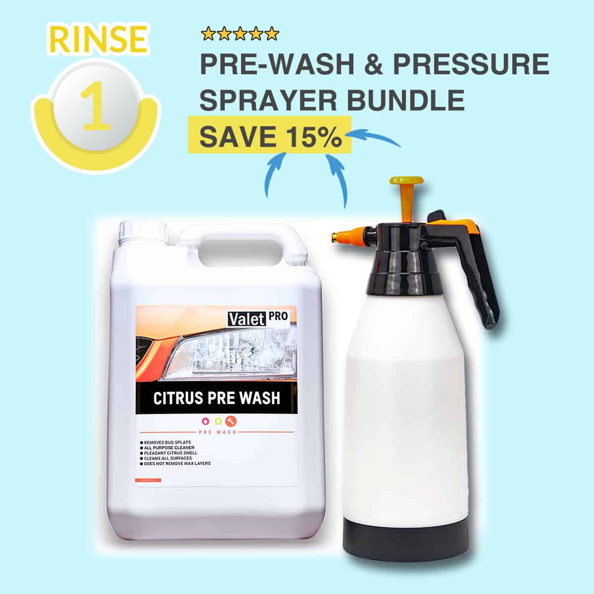 RINSE Stage Pre-wash & Pressure Sprayer Bundle