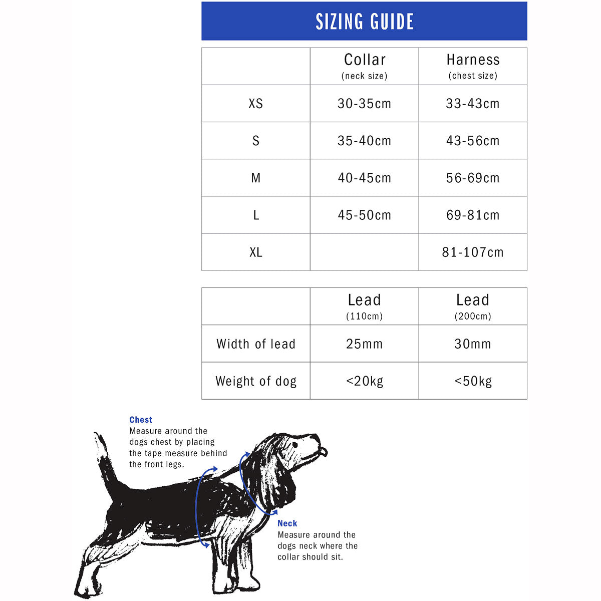 Battersea Dog Collars and Harnesses Size Guide