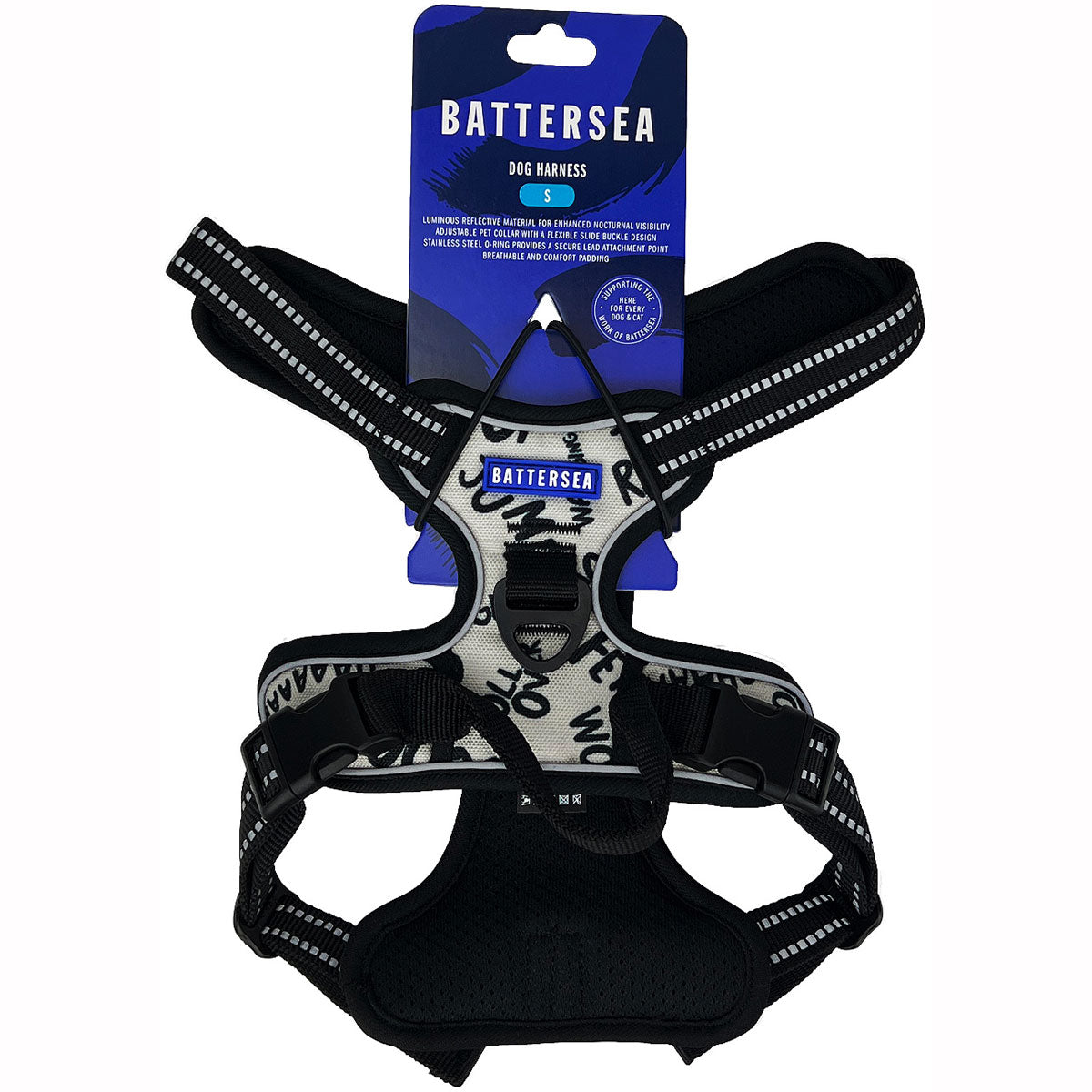 The Battersea Dog Harness: Constructed with luminous reflective material for visibility