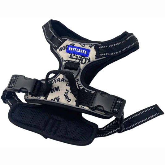 The Battersea Dog Harness: Constructed with luminous reflective material for visibility & multiple adjustments to make it easy to use - top 45deg view