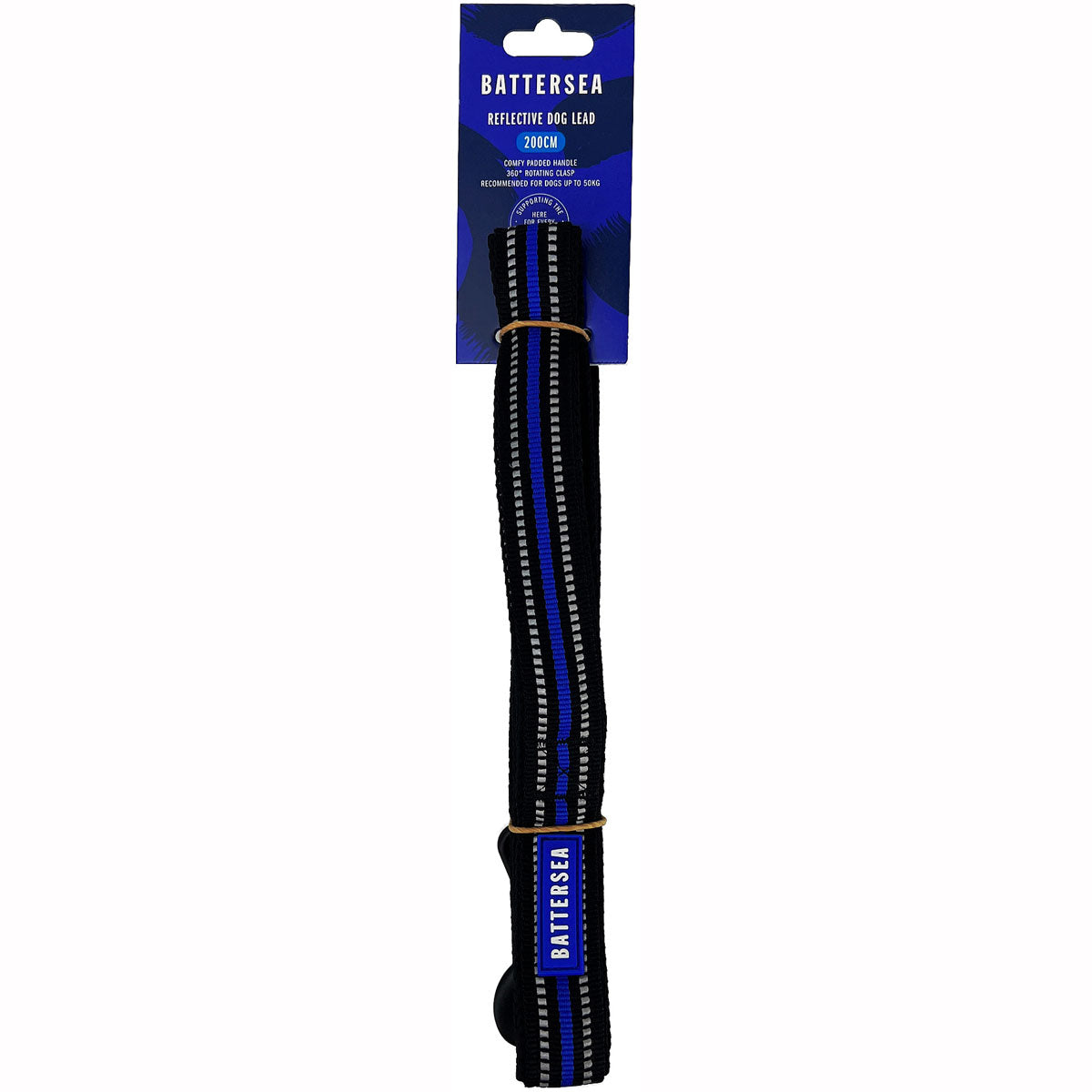 The 200cms Battersea Reflective Dog Lead: Make late-night walks with your pet a safe & enjoyable experience Blue