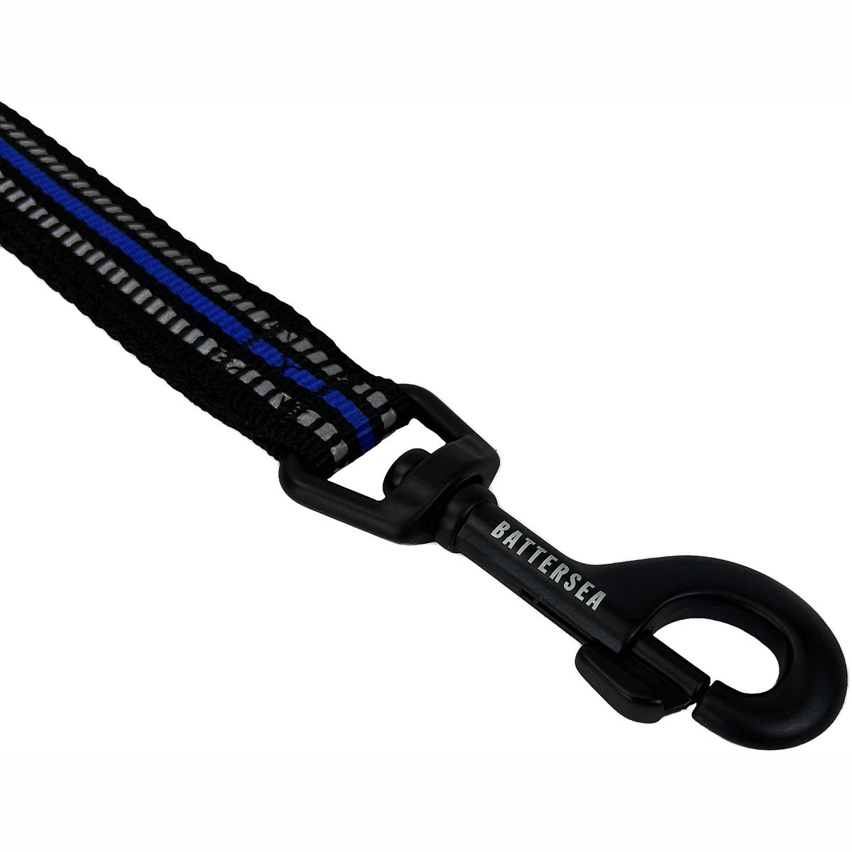 The 200cms Battersea Reflective Dog Lead: Make late-night walks with your pet a safe & enjoyable experience Blue Carabiner