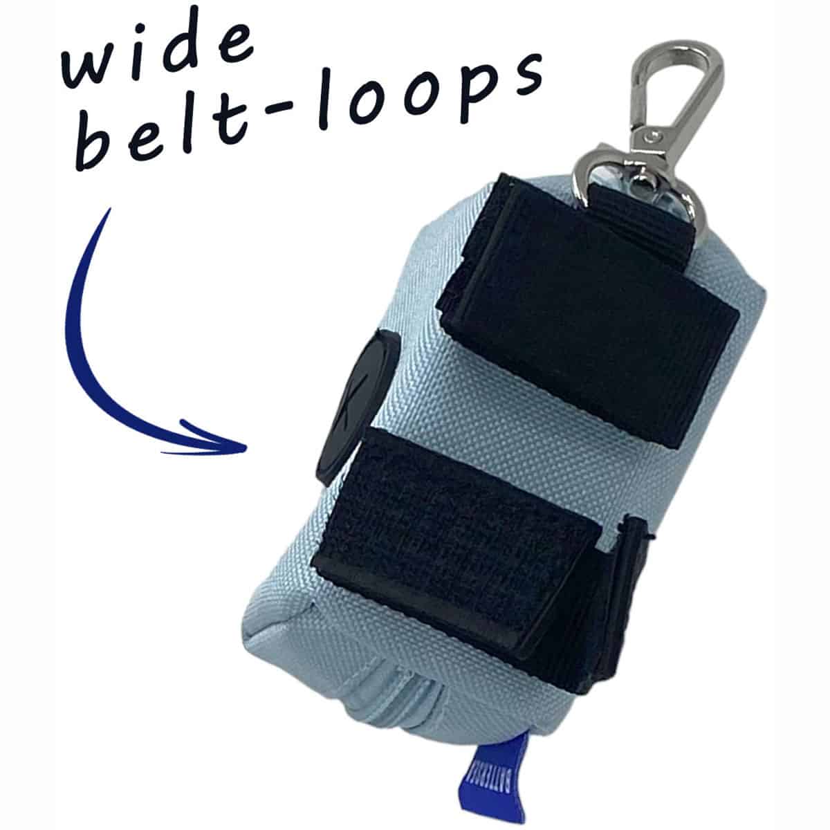 The Battersea Poop Bag Holder: Lightweight & portable, elevate your strolls with the convenience of the Battersea Poop Bag Holder - belt loops