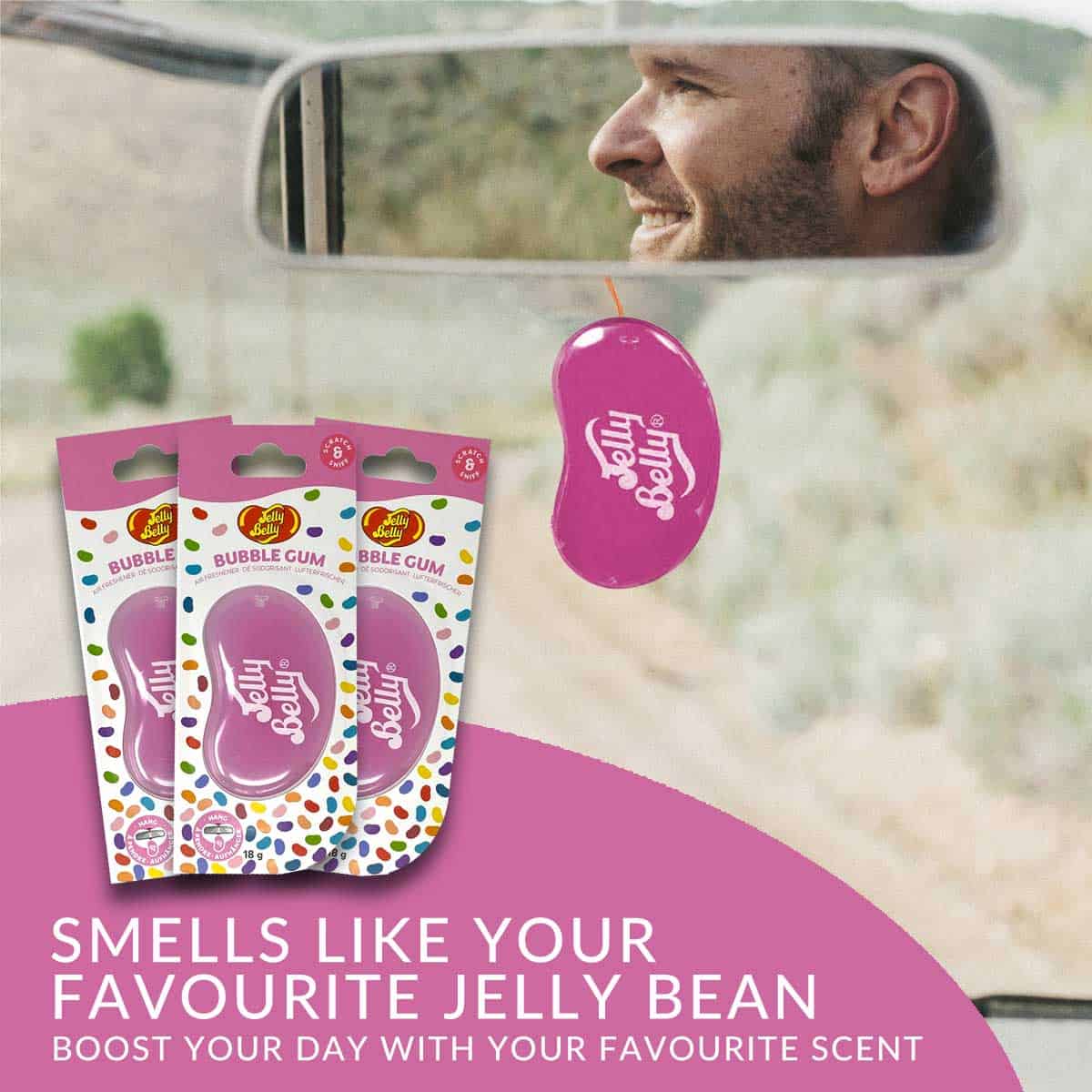 Introducing the Jelly Belly 3D Bubble Gum Air Freshener Gel Hanging 3x-Pack! This powerful air freshener is designed to transform your car or home environment with its invigorating fragrance. Whether you're a meticulous car enthusiast or simply someone who appreciates a fresh-smelling space, this air freshener is perfect for you.