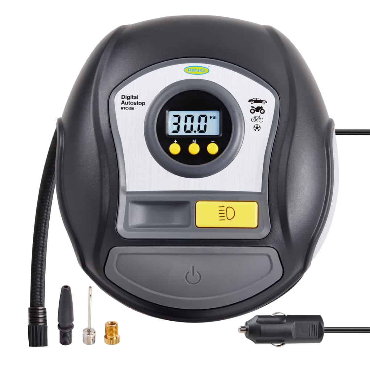 The RTC450 Digital Auto-Stop Tyre Inflator is a versatile and efficient tool for quick and easy tyre maintenance