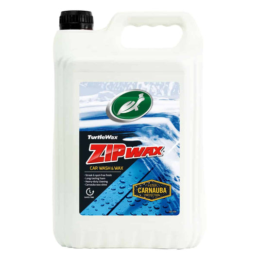 Wash and wax with ease! Turtle Wax Zip Wax is the most traditional of car shampoos, allowing you to shampoo wash your car, cleaning it while leaving behind a rich Carnauba-infused wax layer for instant & lasting shine!