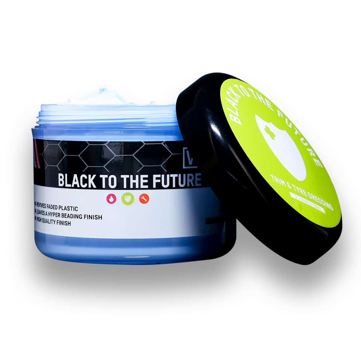 ValetPRO Black to the Future Trim & Tyre Restorer - 250ml Tub - open