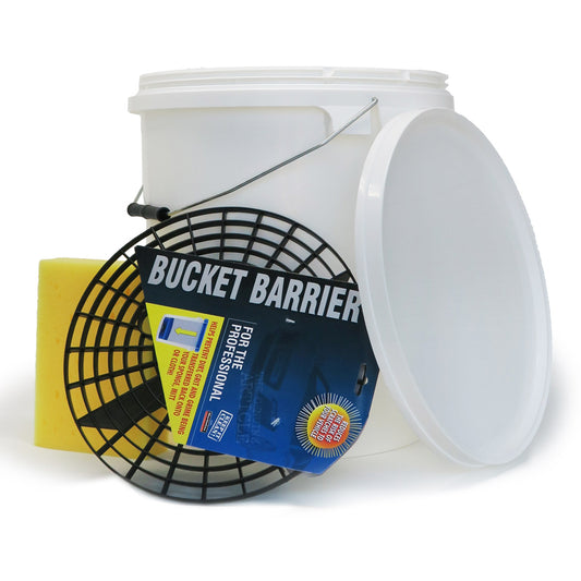 20L bucket with lid, bucket barrier, and sponge