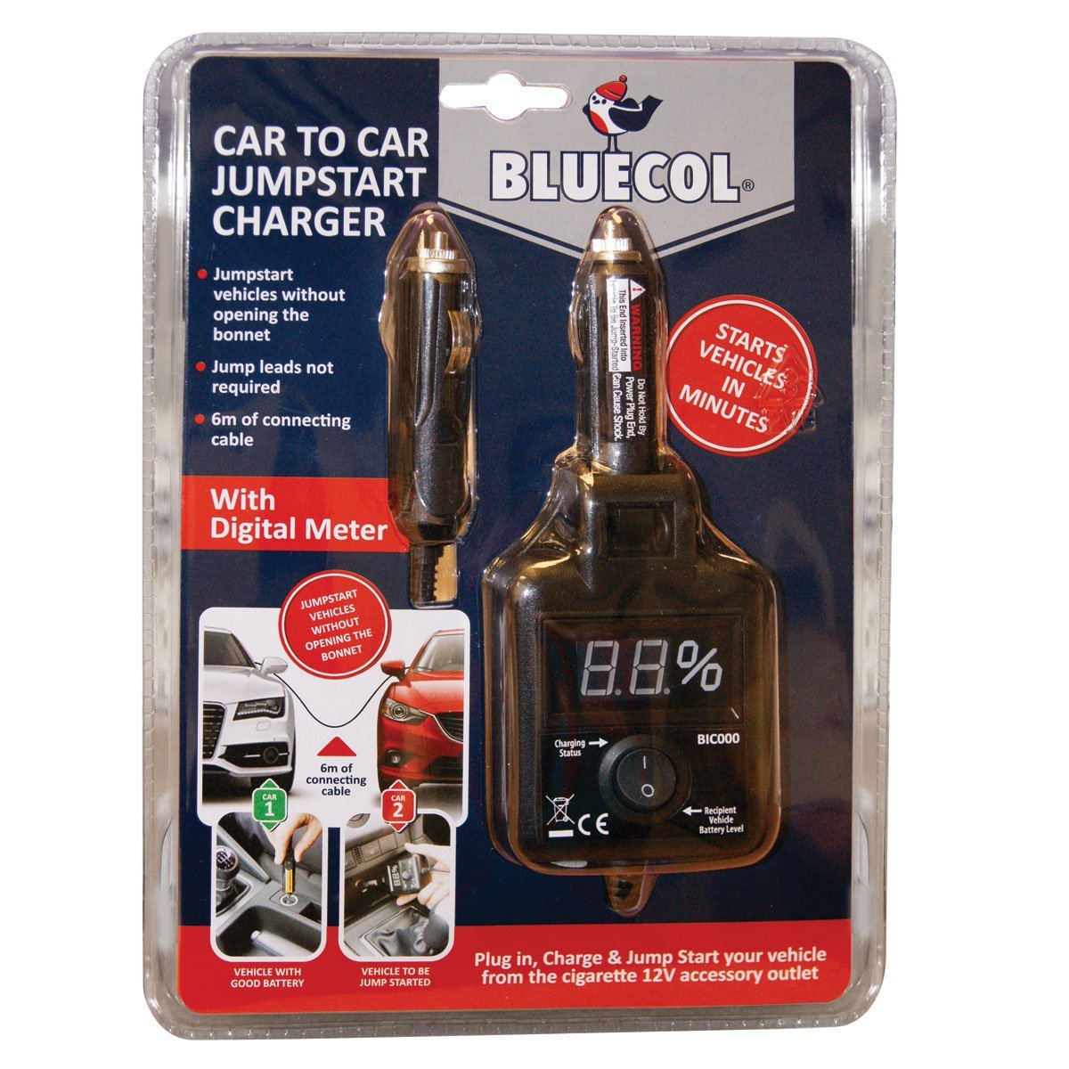 Bluecol Car To Car Charger 12v Jump Starter Cables BIC000 - Emergency