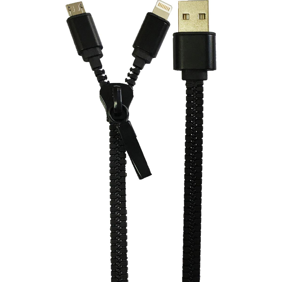 Simply Zip-Up 2 in 1 Micro and Lightning Cable 1m - Black
