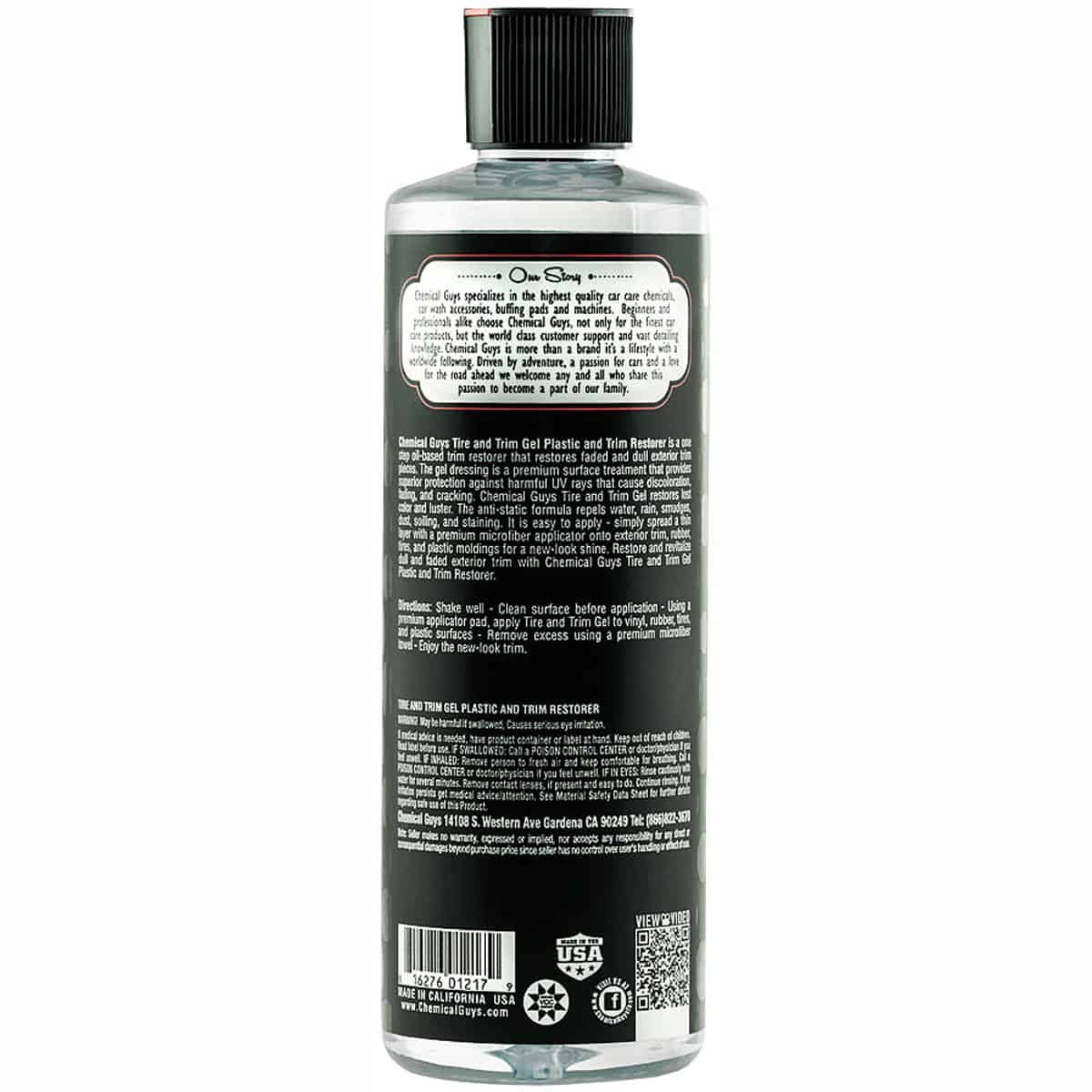 Restore faded trims and tyres: Chemical Guys Gel Black Forever Trim and Tire instructions