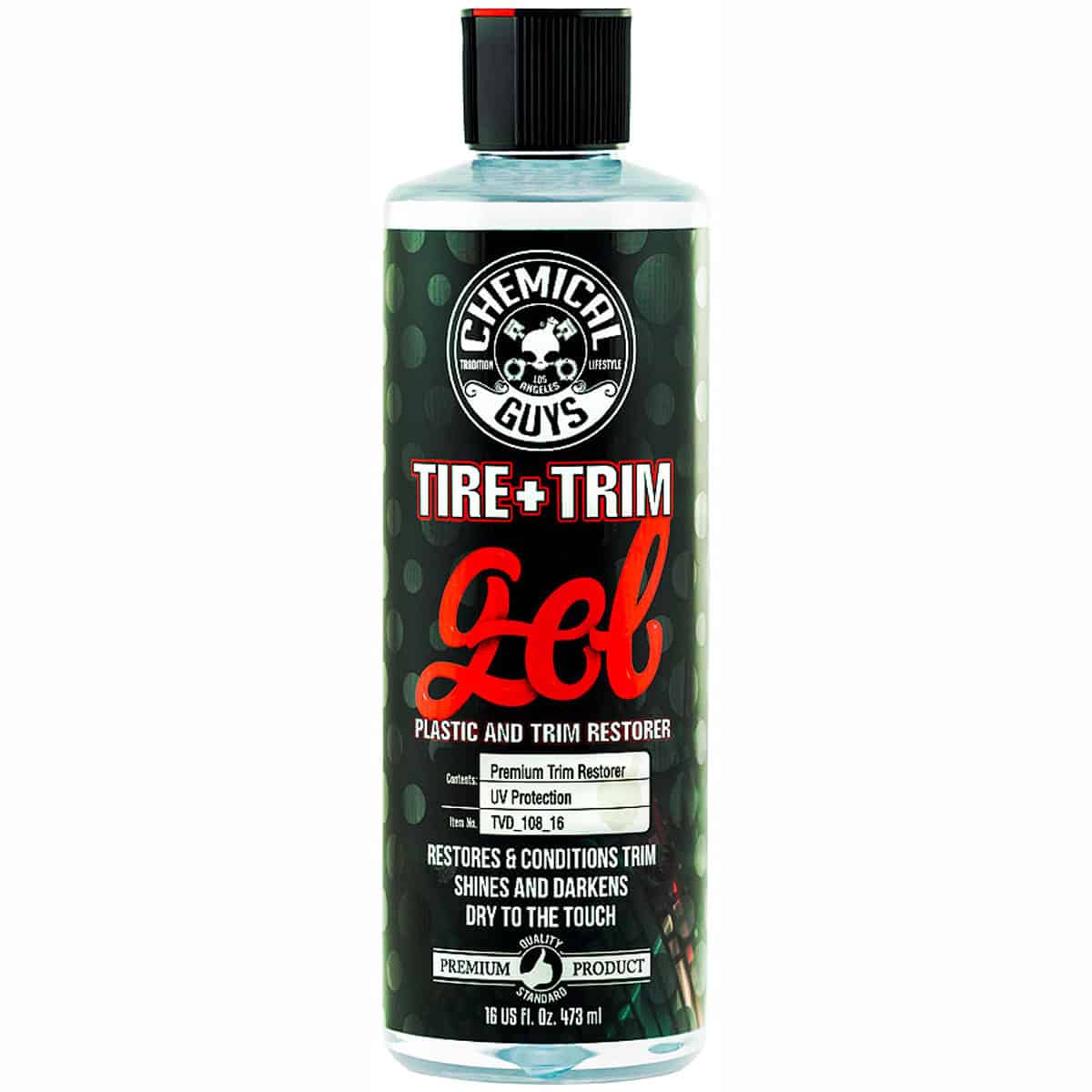 Restore faded trims and tyres: Chemical Guys Gel Black Forever Trim and Tire