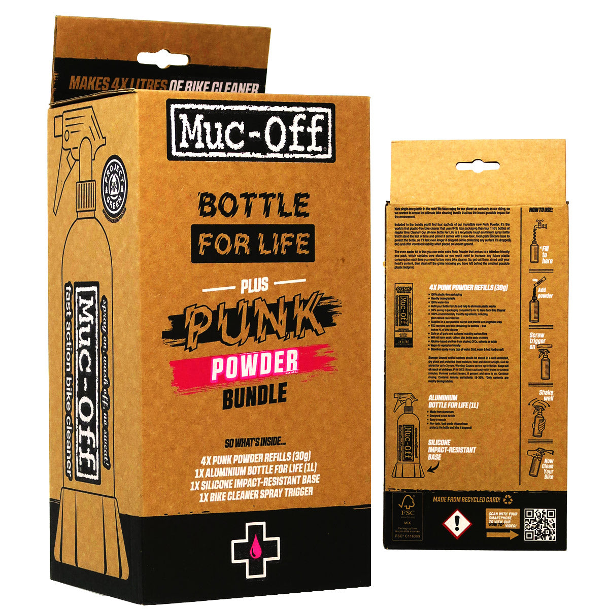 Muc-Off Bottle For Life Plus Punk Powder Bundle - 4 Pack